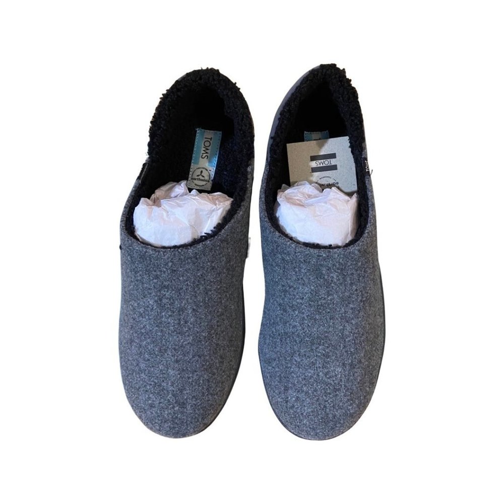 Toms Ezra Repreve Two Tone Felt Slipper Smoke Gray Mens  NEW in box
